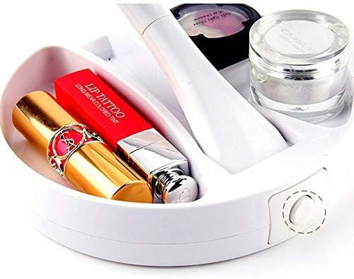 Retractable Makeup Mirror with LED Light and 10x Magnification.