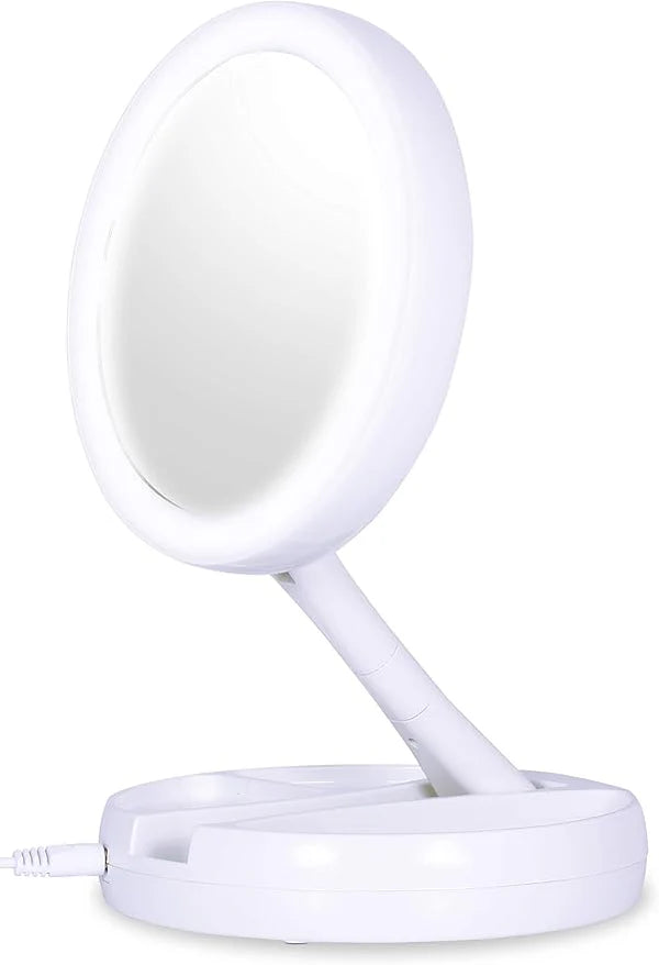 Retractable Makeup Mirror With Led Light and 10x Increase.